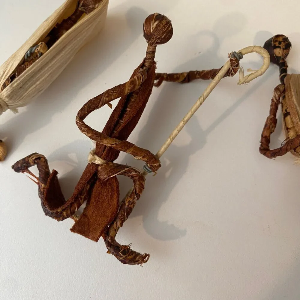 Handmade Corn Husk Nativity Set Figurines‎ Folk Art Christmas Decor